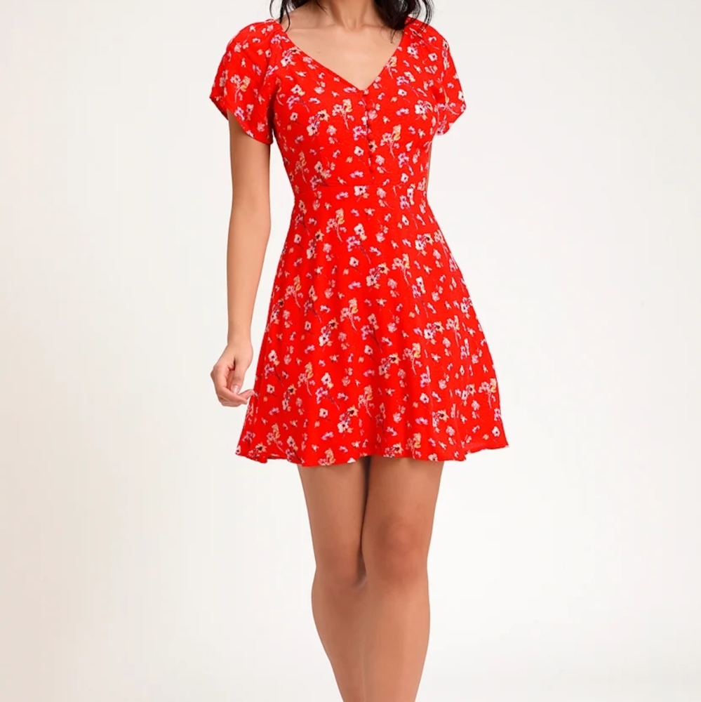 Lulu's Red Floral Mini Dress